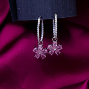 Sakura Drop Embellished Hoop Earrings